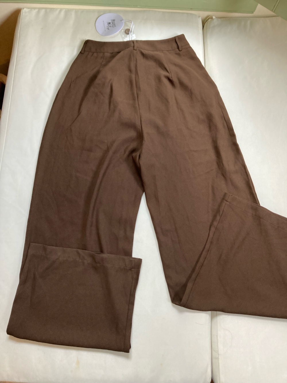 NWT Princess Polly Kylia Pants Brown High Waisted Wide Leg Pleated Trouser Sz 4 - Picture 4 of 11